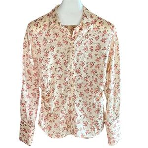 Zara Floral Printed Satin Button Up Shirt